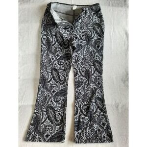 Eric Spencer Women 12 Cotton Blend Stretch Paisley Corduroy Black Flare Pants